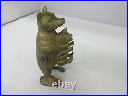 Vintage Cast Iron Rare Bear With Pig Savings Bank 622-g