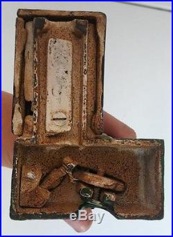 Vintage Cast Iron Santa Claus Mechanical Bank Shepard's Hardware All Original