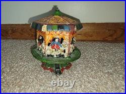 Vintage Cast Iron Spinning Carousel Merry-Go-Round 1875 Coin Bank