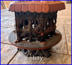 Vintage Cast Iron Spinning Carousel Merry-Go-Round 1875 Coin Bank