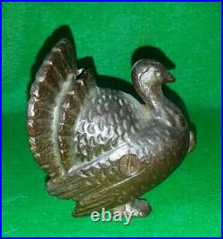 Vintage Cast Iron Still Coin Penny Bank Turkey Bird