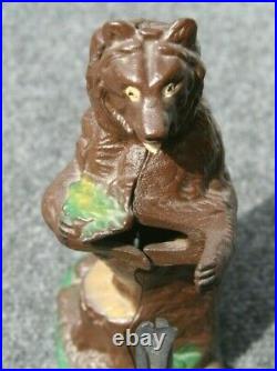 Vintage Cast Iron THE INDIAN AND THE BEAR Mechanical Bank