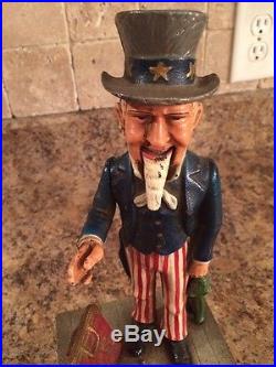 Vintage Cast Iron Uncle Sam Bank! Rare! Coin Operated Make An Offer