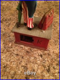 Vintage Cast Iron Uncle Sam Bank! Rare! Coin Operated Make An Offer