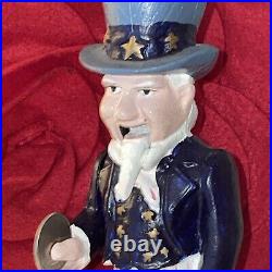 Vintage Cast Iron Uncle Sam Mechanical Coin Bank Works 1960's-70's Works Great