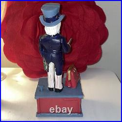 Vintage Cast Iron Uncle Sam Mechanical Coin Bank Works 1960's-70's Works Great