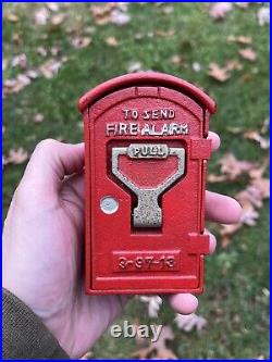 Vintage Dabs FIRE ALARM Box BANK Cast Iron Made in Japan Pull Handle