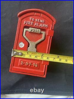 Vintage Fire Alarm Box Bank Cast Iron Bank, Japan, Vguc Hard To Find