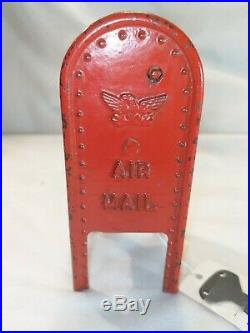 Vintage HUBLEY Large, Red U. S. AIR MAIL BOX CAST IRON ANTIQUE BANK, Unusual find