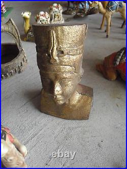 Vintage Heavy Cast Iron Nefertiti Egyptian Bust Bank LOOK