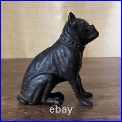 Vintage Hubley Cast Iron Still Bank Boston Terrier Sitting Dog Antique No 826