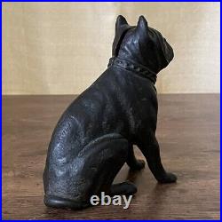 Vintage Hubley Cast Iron Still Bank Boston Terrier Sitting Dog Antique No 826