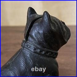 Vintage Hubley Cast Iron Still Bank Boston Terrier Sitting Dog Antique No 826