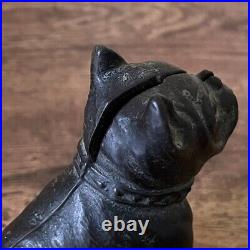 Vintage Hubley Cast Iron Still Bank Boston Terrier Sitting Dog Antique No 826