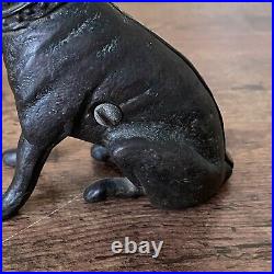 Vintage Hubley Cast Iron Still Bank Boston Terrier Sitting Dog Antique No 826