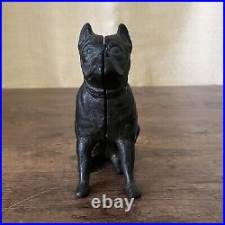 Vintage Hubley Cast Iron Still Bank Boston Terrier Sitting Dog Antique No 826