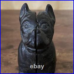 Vintage Hubley Cast Iron Still Bank Boston Terrier Sitting Dog Antique No 826