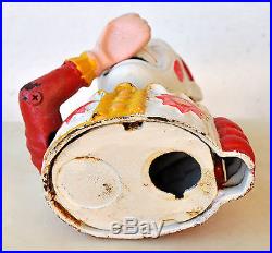 Vintage Humpty Dumpty Cast Iron Mechanical Clown Bank Shabby Rare