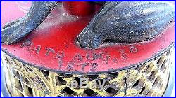 Vintage J & E Stevens Frog on Base Cast Iron Mechanical Bank -patent date 1872