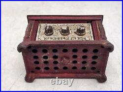 Vintage Kenton Toys Radio Safe Still Bank with 3 Combination Lock Dials Cast Iron