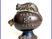 Vintage Kyser & Rex c. 1880 Cast Iron Tabby Bank Still Bank