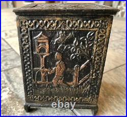Vintage Kyser and Rex Cast Iron Young America Coin Bank 1882 with Key