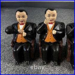 Vintage Lot Of 4 Tammany Cast Iron Mechanical Bank Man in Chair Untested