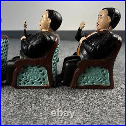 Vintage Lot Of 4 Tammany Cast Iron Mechanical Bank Man in Chair Untested