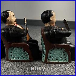 Vintage Lot Of 4 Tammany Cast Iron Mechanical Bank Man in Chair Untested