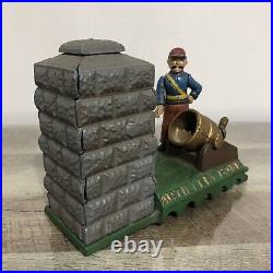 Vintage Mechanical Cast Iron Coin Bank Book of Knowledge