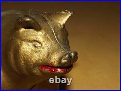 Vintage Money Animal Cast Iron Pig Coin Bank