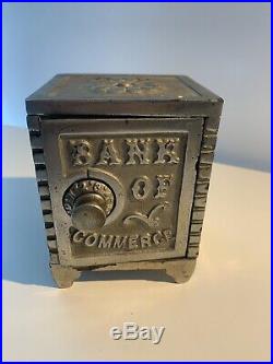 Vintage Mudd Mfg Co. Iron Toys Chicago Iron Cast Bank of Commerce safe bank