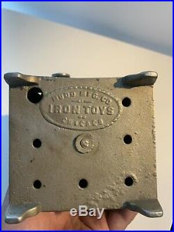Vintage Mudd Mfg Co. Iron Toys Chicago Iron Cast Bank of Commerce safe bank