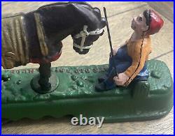 Vintage Mule and Man Cast Iron Mechanical Bank- Vintage Working Collectible