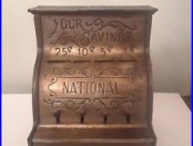 Vintage NATIONAL Your Savings Cast Iron Register Bank withKey COLLECTIBLE