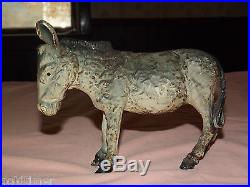 Vintage Old Cast Iron Donkey Coin Bank