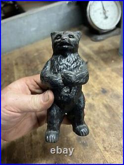Vintage Old Rare PAT APD FOR Cast Iron Black Bear Coin Savings Bank Figure USA