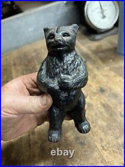 Vintage Old Rare PAT APD FOR Cast Iron Black Bear Coin Savings Bank Figure USA