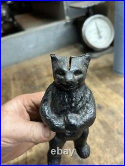 Vintage Old Rare PAT APD FOR Cast Iron Black Bear Coin Savings Bank Figure USA