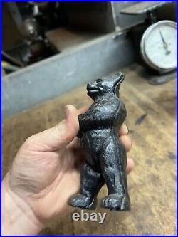 Vintage Old Rare PAT APD FOR Cast Iron Black Bear Coin Savings Bank Figure USA