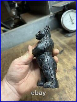 Vintage Old Rare PAT APD FOR Cast Iron Black Bear Coin Savings Bank Figure USA