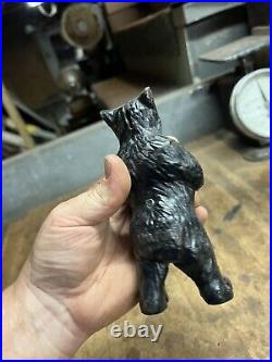 Vintage Old Rare PAT APD FOR Cast Iron Black Bear Coin Savings Bank Figure USA