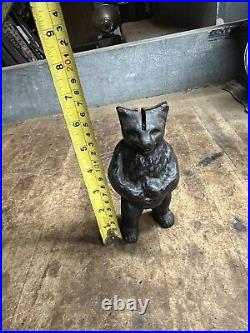 Vintage Old Rare PAT APD FOR Cast Iron Black Bear Coin Savings Bank Figure USA