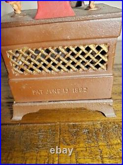 Vintage Organ Cast Iron Mechanical Bank marked 1882