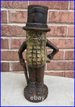 Vintage Original Cast Iron Mr. Peanut Bank, 11.5 Inches Tall- Original Paint