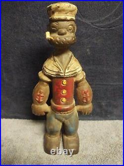 Vintage Original POPEYE The Sailor Man 9 Tall Cast Iron Figurine Bank