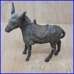 Vintage Penny Bank Cast Iron Donkey Burro Mule Still