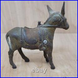 Vintage Penny Bank Cast Iron Donkey Burro Mule Still