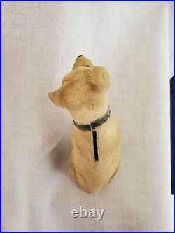 Vintage RCA Victor Cast Iron Nipper Dog Coin Bank 1930's Phonograph Mascot