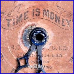 Vintage Rare 1885 H. C Mfg. Co. Time Is Money Cast Iron, Tin & Paper Still Bank